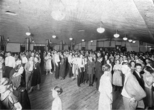 Kutska's Hall on a busy night. This was a favorite place for people to go to dance. It was located on the NE corner of Cardinal Lane and Glendale Avenue.